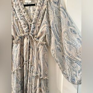 Dress Forum Paisley Chiffon Tiered Maxi Dress with Buttons and Adjustable Waist